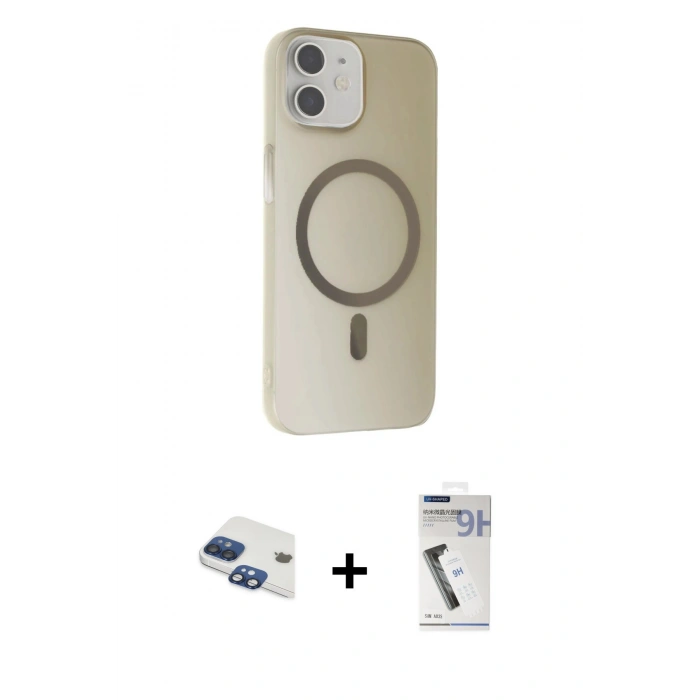MARSİLYAN™- iPhone 11 Kılıf Çekirdek Modern Prime - Şeffaf Uv Polymer Nano Ekran Koruyucu + Pers Alüminyum Kamera Lens - LT