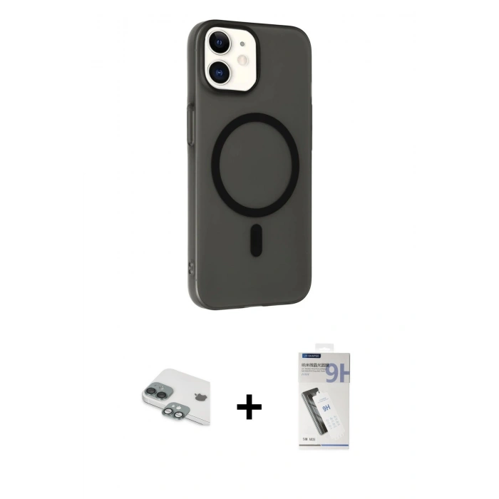 MARSİLYAN™- iPhone 11 Kılıf Çekirdek Modern Prime - Şeffaf Uv Polymer Nano Ekran Koruyucu + Pers Alüminyum Kamera Lens - YL