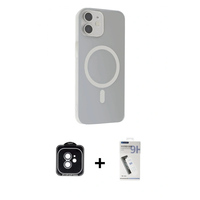 MARSİLYAN™- iPhone 11 Kılıf Çekirdek Modern Prime - Şeffaf Uv Polymer Nano Ekran Koruyucu + PVD Metal Kamera Lens - YL