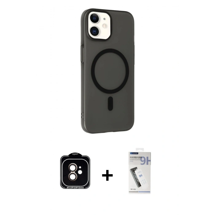MARSİLYAN™- iPhone 11 Kılıf Çekirdek Modern Prime - Şeffaf Uv Polymer Nano Ekran Koruyucu + PVD Metal Kamera Lens - TU