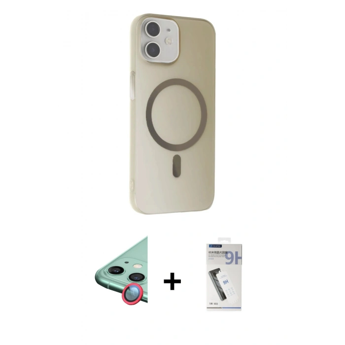 MARSİLYAN™- iPhone 11 Kılıf Çekirdek Modern Prime - Şeffaf Uv Polymer Nano Ekran Koruyucu + Raze Metal Kamera Lens - KI