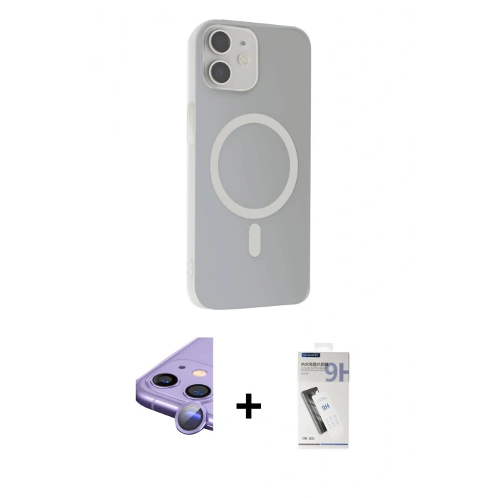 MARSİLYAN™- iPhone 11 Kılıf Çekirdek Modern Prime - Şeffaf Uv Polymer Nano Ekran Koruyucu + Raze Metal Kamera Lens - MR