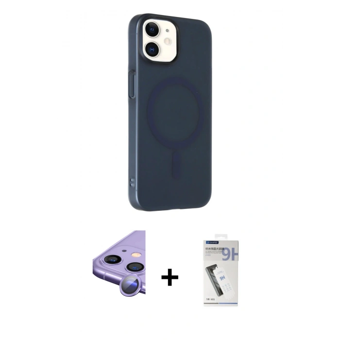 MARSİLYAN™- iPhone 11 Kılıf Çekirdek Modern Prime - Şeffaf Uv Polymer Nano Ekran Koruyucu + Raze Metal Kamera Lens - MR