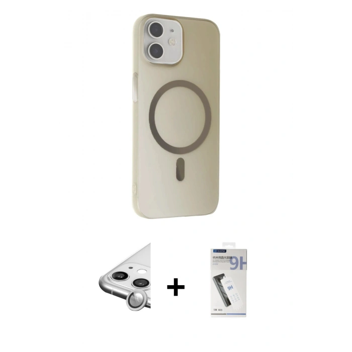 MARSİLYAN™- iPhone 11 Kılıf Çekirdek Modern Prime - Şeffaf Uv Polymer Nano Ekran Koruyucu + Raze Metal Kamera Lens - GS