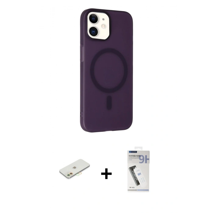 MARSİLYAN™- iPhone 11 Kılıf Çekirdek Modern Prime - Şeffaf Uv Polymer Nano Ekran Koruyucu + Renkli Kamera Lens Koruma Cam - TU