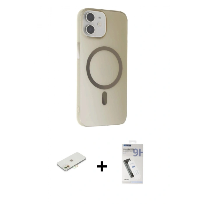 MARSİLYAN™- iPhone 11 Kılıf Çekirdek Modern Prime - Şeffaf Uv Polymer Nano Ekran Koruyucu + Renkli Kamera Lens Koruma Cam - TU