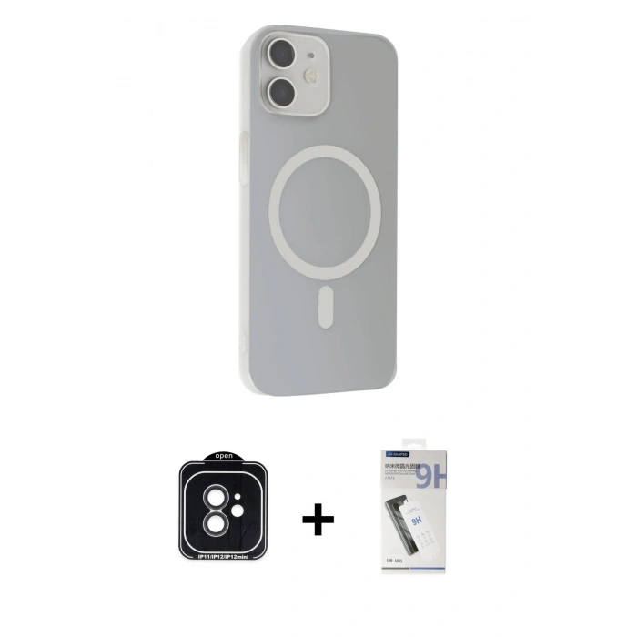 MARSİLYAN™- iPhone 11 Kılıf Çekirdek Modern Prime - Şeffaf Uv Polymer Nano Ekran Koruyucu + PVD Metal Kamera Lens - SH