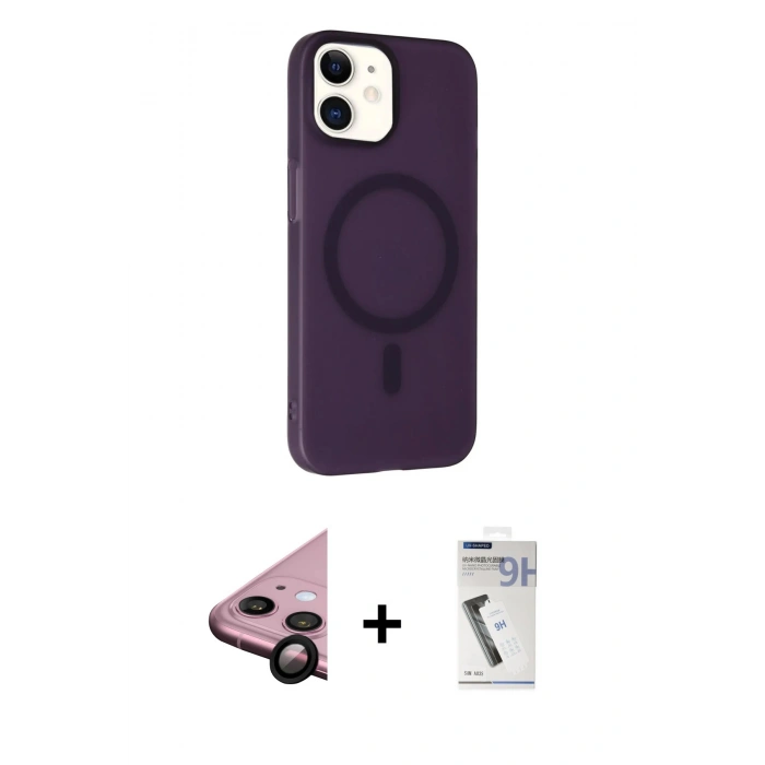 MARSİLYAN™- iPhone 11 Kılıf Çekirdek Modern Prime - Şeffaf Uv Polymer Nano Ekran Koruyucu + Raze Metal Kamera Lens - SH