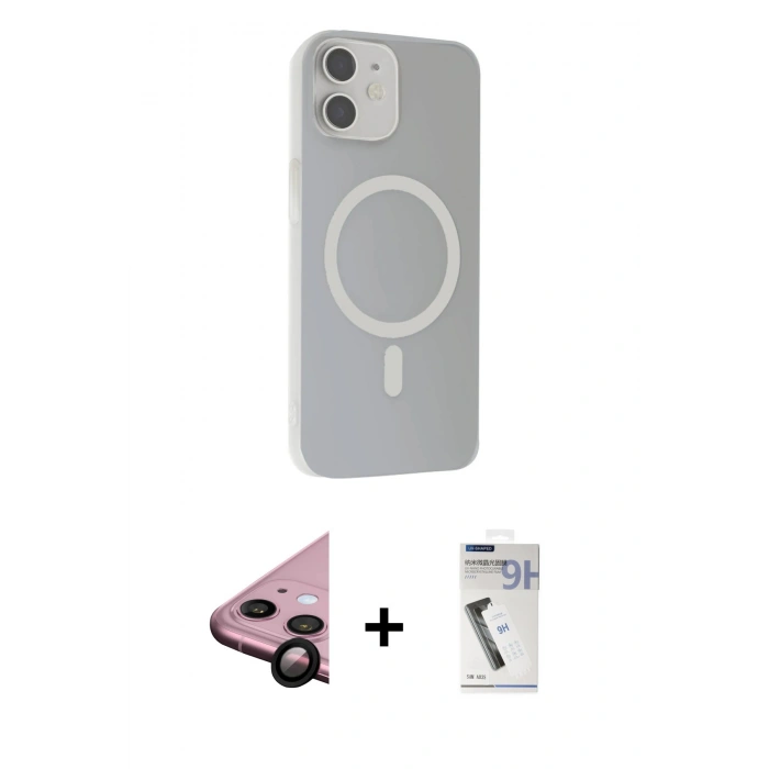 MARSİLYAN™- iPhone 11 Kılıf Çekirdek Modern Prime - Şeffaf Uv Polymer Nano Ekran Koruyucu + Raze Metal Kamera Lens - SH