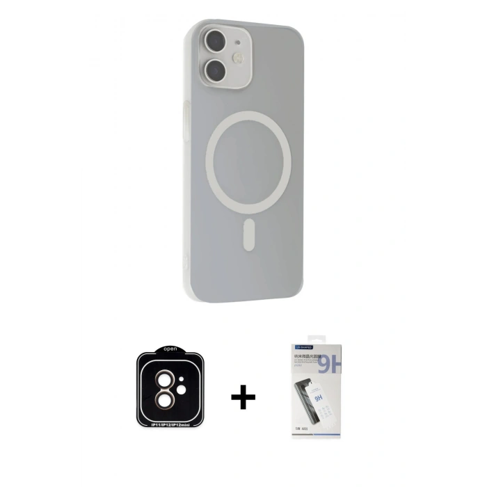 MARSİLYAN™- iPhone 11 Kılıf Çekirdek Modern Prime - Şeffaf Uv Polymer Nano Ekran Koruyucu + PVD Metal Kamera Lens - TU