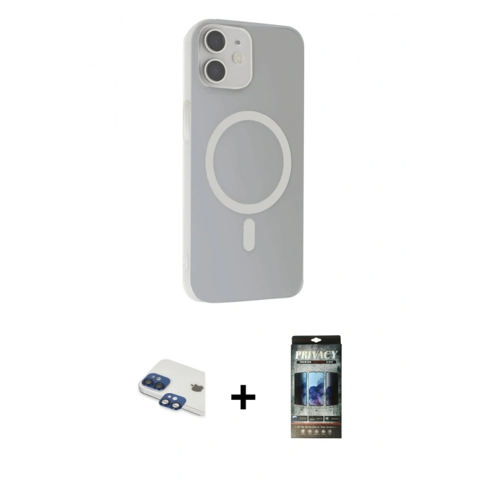MARSİLYAN™- iPhone 11 Kılıf Çekirdek Modern Prime - Siyah 34D Hayalet Izgaralı Cam + Pers Alüminyum Kamera Lens - LT