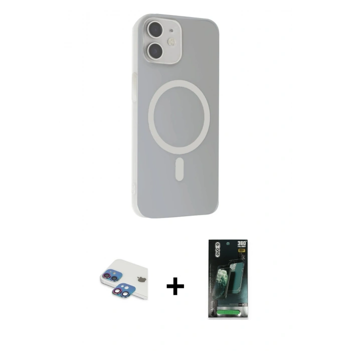 MARSİLYAN™- iPhone 11 Kılıf Çekirdek Modern Prime - Siyah 360 Mat Full Body Arka Koruyucu + Pers Alüminyum Kamera Lens - GI