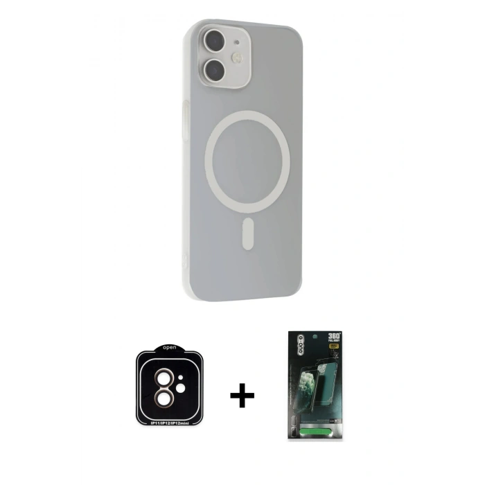 MARSİLYAN™- iPhone 11 Kılıf Çekirdek Modern Prime - Siyah 360 Mat Full Body Arka Koruyucu + PVD Metal Kamera Lens - TU