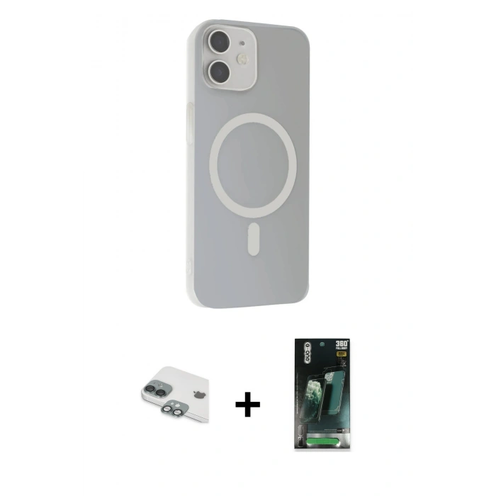 MARSİLYAN™- iPhone 11 Kılıf Çekirdek Modern Prime - Siyah 360 Mat Full Body Arka Koruyucu + Pers Alüminyum Kamera Lens - YL