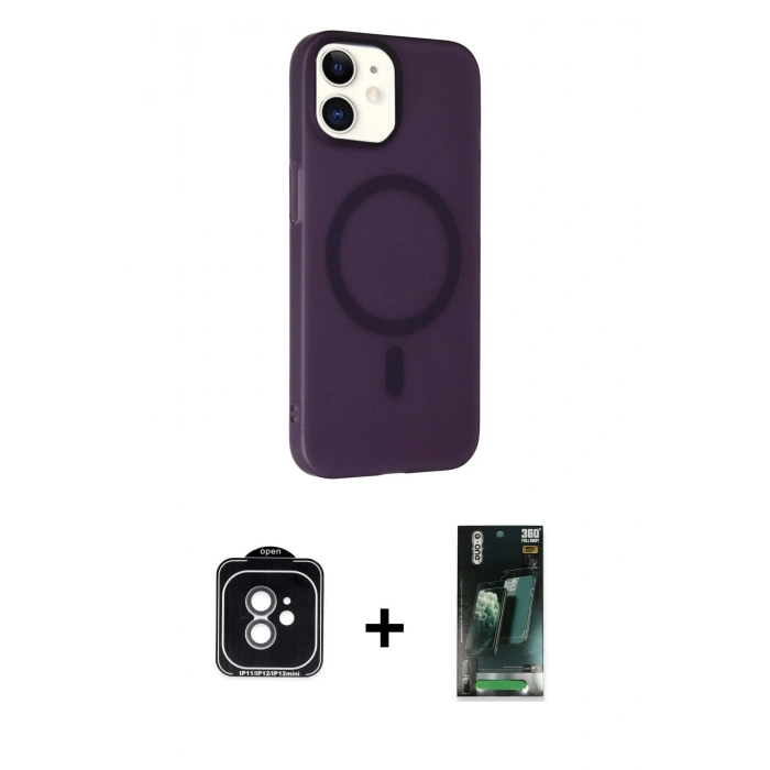 MARSİLYAN™- iPhone 11 Kılıf Çekirdek Modern Prime - Siyah 360 Mat Full Body Arka Koruyucu + PVD Metal Kamera Lens - YL