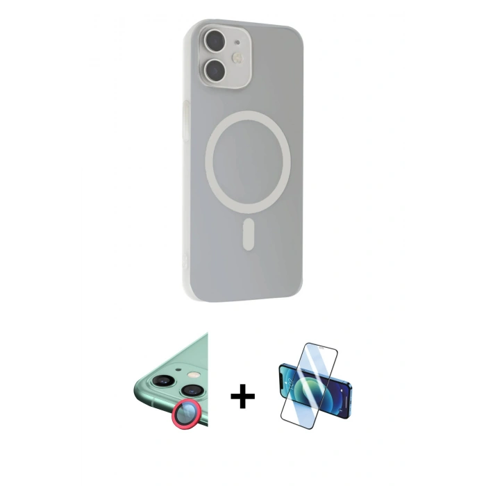 MARSİLYAN™- iPhone 11 Kılıf Çekirdek Modern Prime - Siyah 3D Antistatik Cam Ekran Koruyucu + Raze Metal Kamera Lens - KI