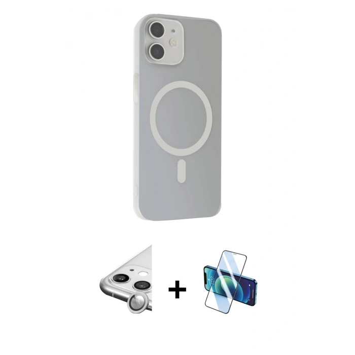 MARSİLYAN™- iPhone 11 Kılıf Çekirdek Modern Prime - Siyah 3D Antistatik Cam Ekran Koruyucu + Raze Metal Kamera Lens - GS