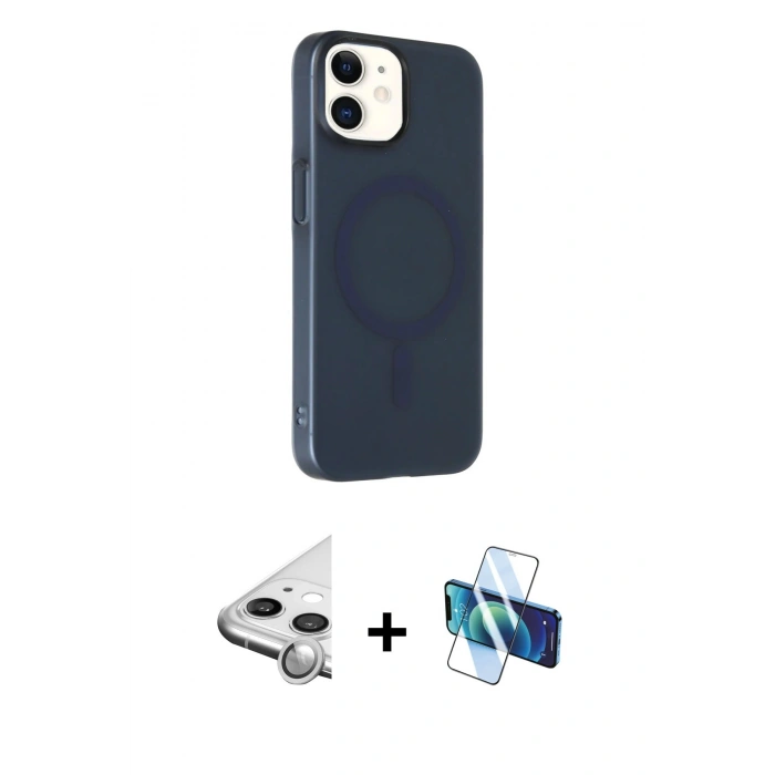 MARSİLYAN™- iPhone 11 Kılıf Çekirdek Modern Prime - Siyah 3D Antistatik Cam Ekran Koruyucu + Raze Metal Kamera Lens - GS