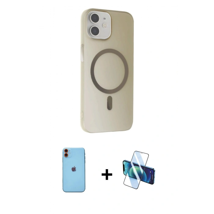 MARSİLYAN™- iPhone 11 Kılıf Çekirdek Modern Prime - Siyah 3D Antistatik Cam Ekran Koruyucu + Neon Fosforlu Kamera Lens - TU