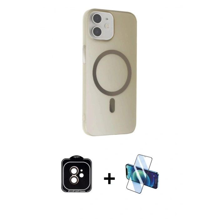 MARSİLYAN™- iPhone 11 Kılıf Çekirdek Modern Prime - Siyah 3D Antistatik Cam Ekran Koruyucu + PVD Metal Kamera Lens - TU
