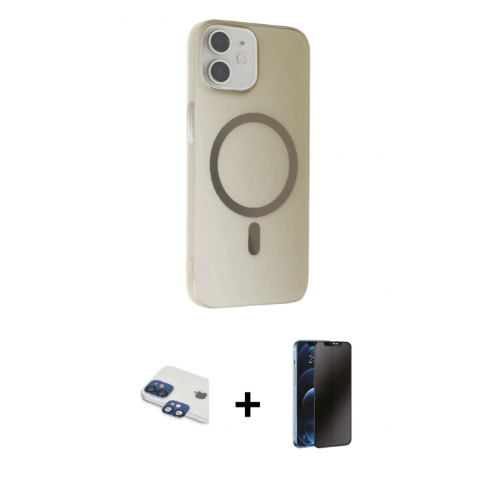 MARSİLYAN™- iPhone 11 Kılıf Çekirdek Modern Prime - Siyah 3D Antistatik Hayalet Cam Ekran Koruyucu + Pers Alüminyum Kamera Lens - LT