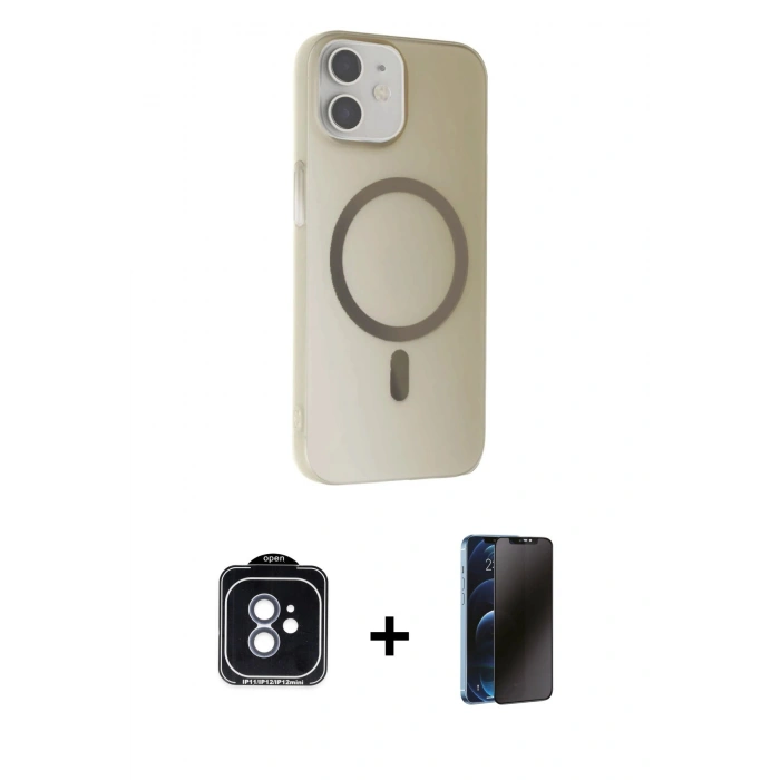 MARSİLYAN™- iPhone 11 Kılıf Çekirdek Modern Prime - Siyah 3D Antistatik Hayalet Cam Ekran Koruyucu + PVD Metal Kamera Lens - MI