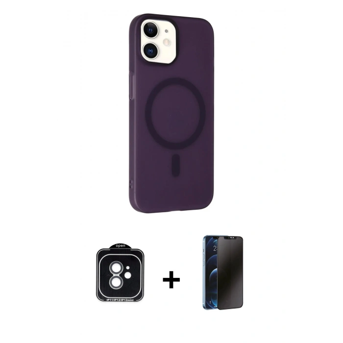 MARSİLYAN™- iPhone 11 Kılıf Çekirdek Modern Prime - Siyah 3D Antistatik Hayalet Cam Ekran Koruyucu + PVD Metal Kamera Lens - YL