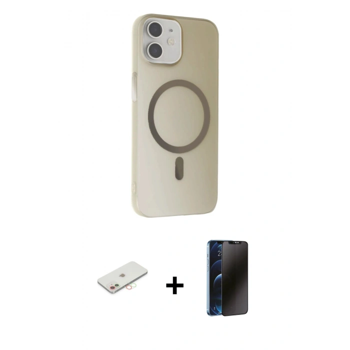 MARSİLYAN™- iPhone 11 Kılıf Çekirdek Modern Prime - Siyah 3D Antistatik Hayalet Cam Ekran Koruyucu + Renkli Kamera Lens Koruma Cam - YL