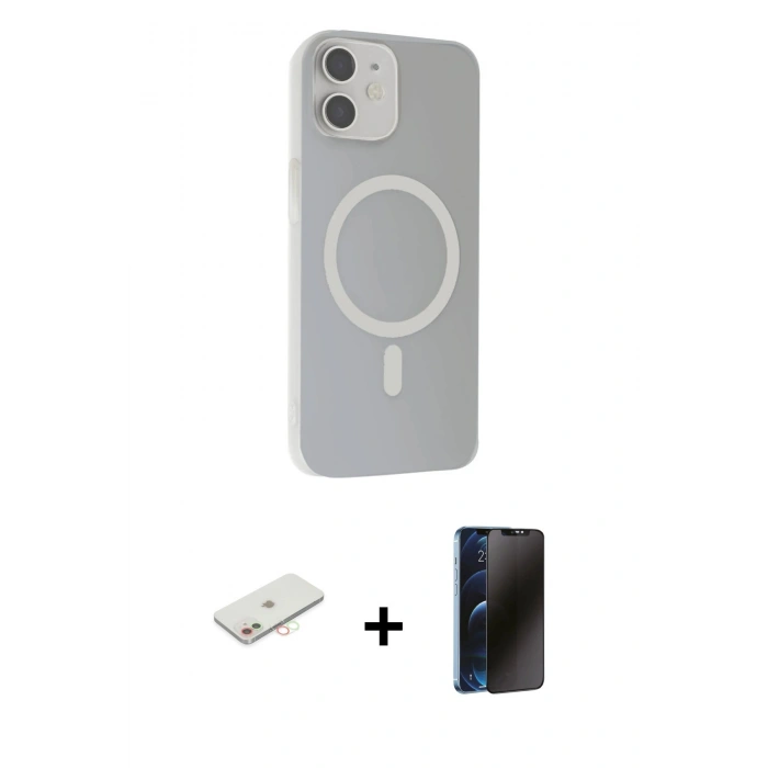 MARSİLYAN™- iPhone 11 Kılıf Çekirdek Modern Prime - Siyah 3D Antistatik Hayalet Cam Ekran Koruyucu + Renkli Kamera Lens Koruma Cam - YL