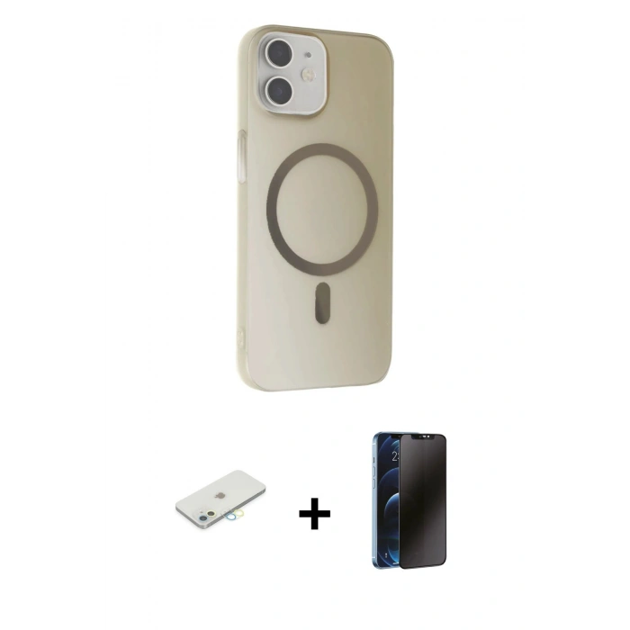 MARSİLYAN™- iPhone 11 Kılıf Çekirdek Modern Prime - Siyah 3D Antistatik Hayalet Cam Ekran Koruyucu + Renkli Kamera Lens Koruma Cam - SI