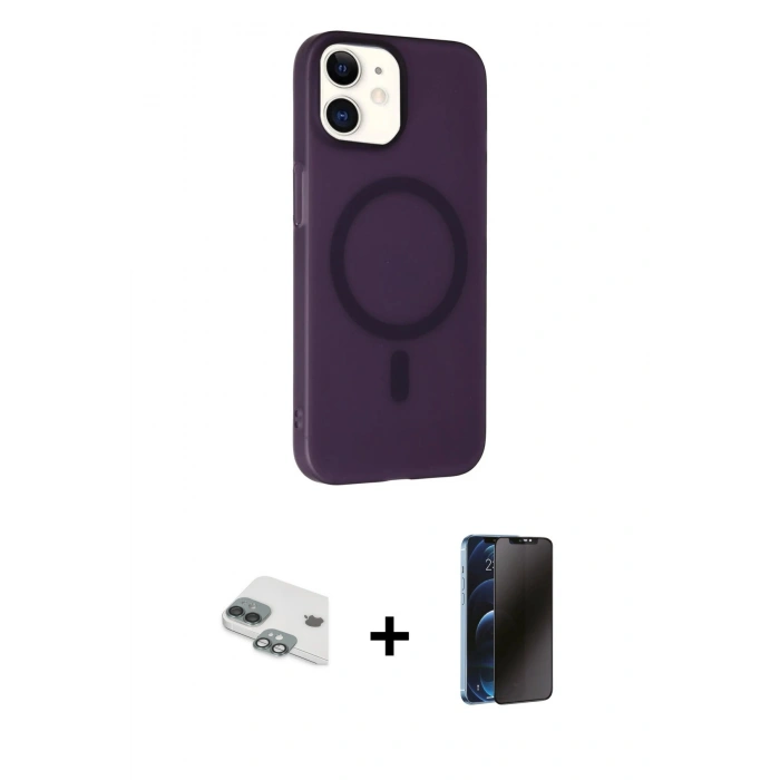 MARSİLYAN™- iPhone 11 Kılıf Çekirdek Modern Prime - Siyah 3D Antistatik Hayalet Cam Ekran Koruyucu + Pers Alüminyum Kamera Lens - YL