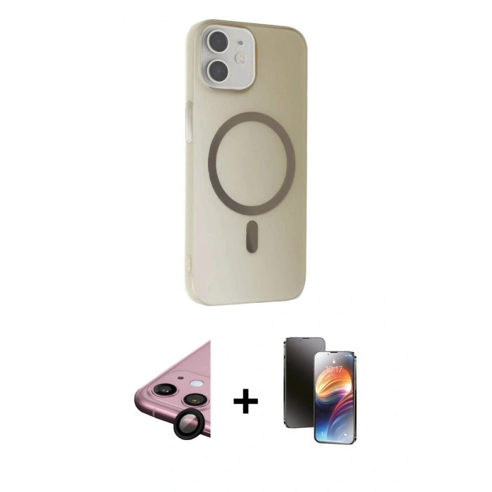 MARSİLYAN™- iPhone 11 Kılıf Çekirdek Modern Prime - Siyah 3D Antistatik Mat Seramik Nano Ekran Koruyucu + Raze Metal Kamera Lens - SH