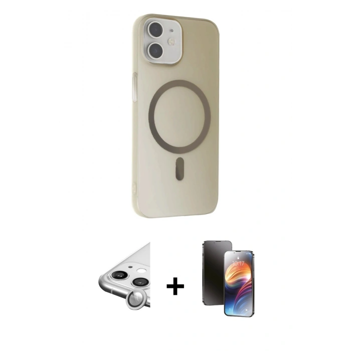 MARSİLYAN™- iPhone 11 Kılıf Çekirdek Modern Prime - Siyah 3D Antistatik Mat Seramik Nano Ekran Koruyucu + Raze Metal Kamera Lens - GS