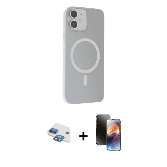 MARSİLYAN™- iPhone 11 Kılıf Çekirdek Modern Prime - Siyah 3D Antistatik Mat Seramik Nano Ekran Koruyucu + Pers Alüminyum Kamera Lens - GI