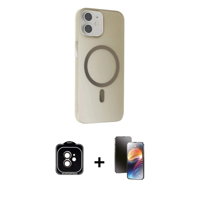 MARSİLYAN™- iPhone 11 Kılıf Çekirdek Modern Prime - Siyah 3D Antistatik Mat Seramik Nano Ekran Koruyucu + PVD Metal Kamera Lens - TU