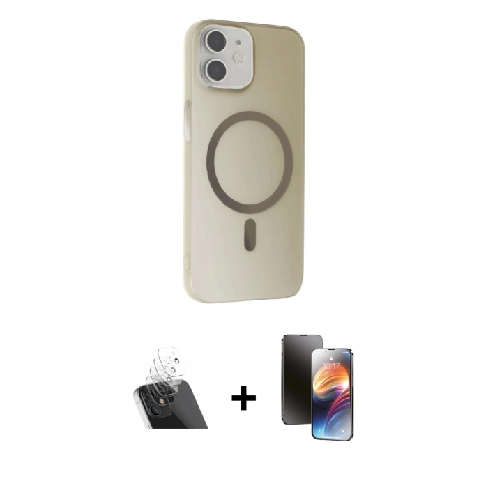 MARSİLYAN™- iPhone 11 Kılıf Çekirdek Modern Prime - Siyah 3D Antistatik Mat Seramik Nano Ekran Koruyucu + Kamera Lens Koruma Cam - SF