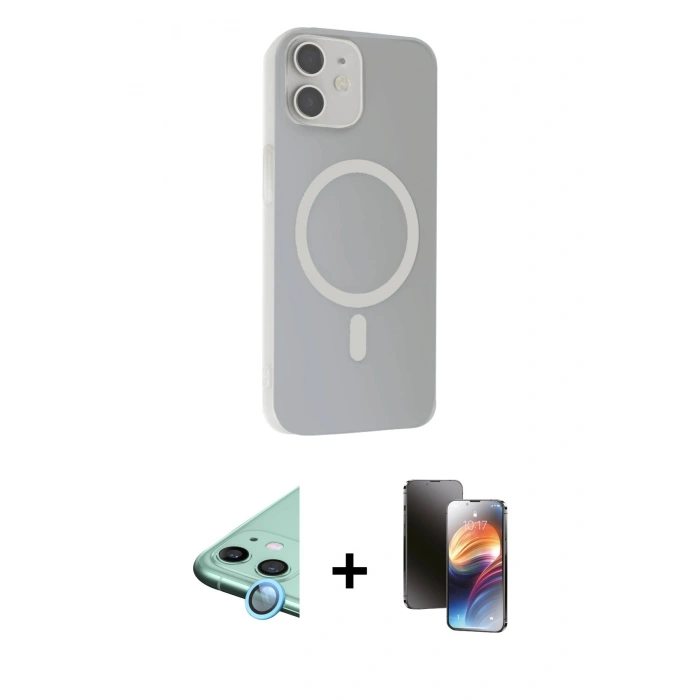 MARSİLYAN™- iPhone 11 Kılıf Çekirdek Modern Prime - Siyah 3D Antistatik Mat Seramik Nano Ekran Koruyucu + Raze Metal Kamera Lens - MI