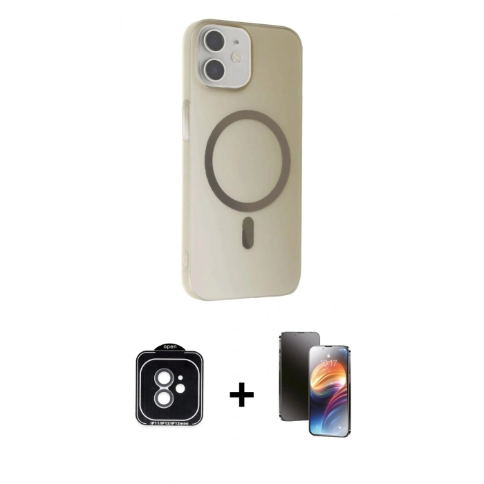 MARSİLYAN™- iPhone 11 Kılıf Çekirdek Modern Prime - Siyah 3D Antistatik Mat Seramik Nano Ekran Koruyucu + PVD Metal Kamera Lens - YL