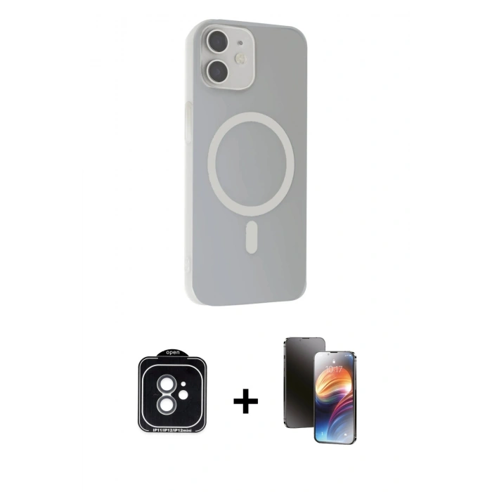 MARSİLYAN™- iPhone 11 Kılıf Çekirdek Modern Prime - Siyah 3D Antistatik Mat Seramik Nano Ekran Koruyucu + PVD Metal Kamera Lens - YL