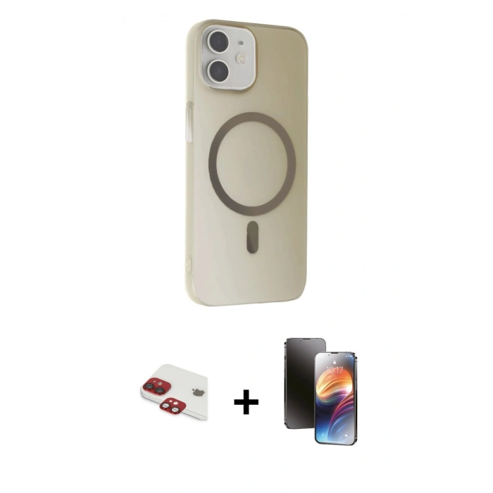MARSİLYAN™- iPhone 11 Kılıf Çekirdek Modern Prime - Siyah 3D Antistatik Mat Seramik Nano Ekran Koruyucu + Pers Alüminyum Kamera Lens - KI