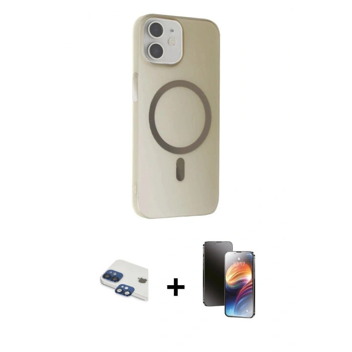 MARSİLYAN™- iPhone 11 Kılıf Çekirdek Modern Prime - Siyah 3D Antistatik Mat Seramik Nano Ekran Koruyucu + Pers Alüminyum Kamera Lens - LT