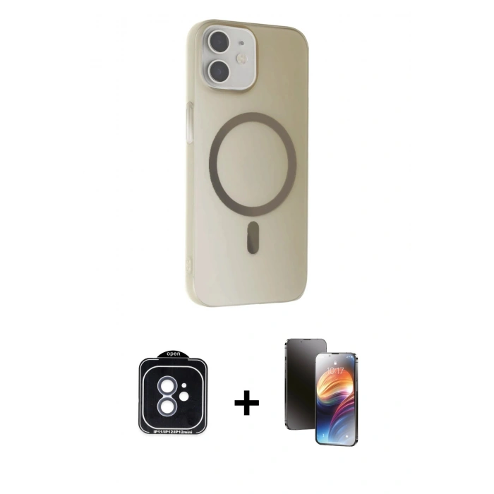 MARSİLYAN™- iPhone 11 Kılıf Çekirdek Modern Prime - Siyah 3D Antistatik Mat Seramik Nano Ekran Koruyucu + Mavi PVD Metal Kamera Lens