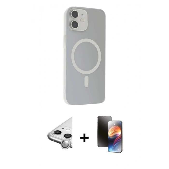 MARSİLYAN™- iPhone 11 Kılıf Çekirdek Modern Prime - Siyah 3D Antistatik Mat Seramik Nano Ekran Koruyucu + Raze Metal Kamera Lens - GS