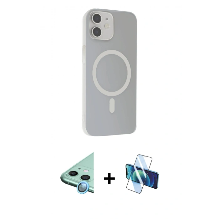 MARSİLYAN™- iPhone 11 Kılıf Çekirdek Modern Prime - Siyah 3D Antistatik Seramik Nano Ekran Koruyucu + Raze Metal Kamera Lens - MI