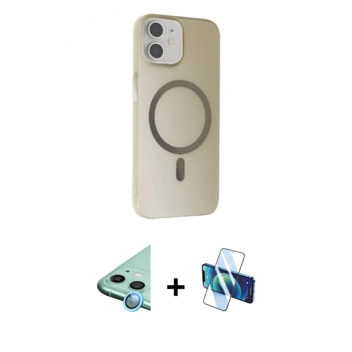 MARSİLYAN™- iPhone 11 Kılıf Çekirdek Modern Prime - Siyah 3D Antistatik Seramik Nano Ekran Koruyucu + Raze Metal Kamera Lens - MI