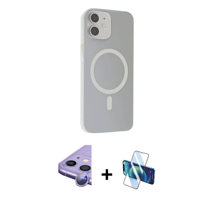 MARSİLYAN™- iPhone 11 Kılıf Çekirdek Modern Prime - Siyah 3D Antistatik Seramik Nano Ekran Koruyucu + Raze Metal Kamera Lens - MR