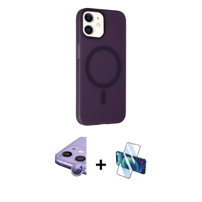 MARSİLYAN™- iPhone 11 Kılıf Çekirdek Modern Prime - Siyah 3D Antistatik Seramik Nano Ekran Koruyucu + Raze Metal Kamera Lens - MR