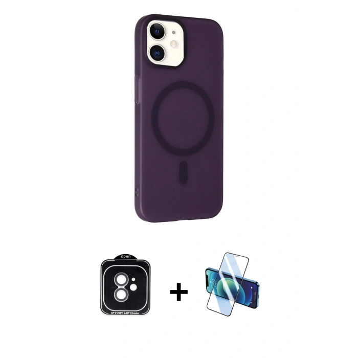 MARSİLYAN™- iPhone 11 Kılıf Çekirdek Modern Prime - Siyah 3D Antistatik Seramik Nano Ekran Koruyucu + PVD Metal Kamera Lens - YL