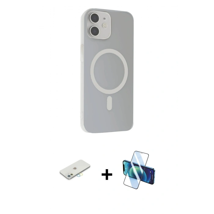 MARSİLYAN™- iPhone 11 Kılıf Çekirdek Modern Prime - Siyah 3D Antistatik Seramik Nano Ekran Koruyucu + Renkli Kamera Lens Koruma Cam - SI