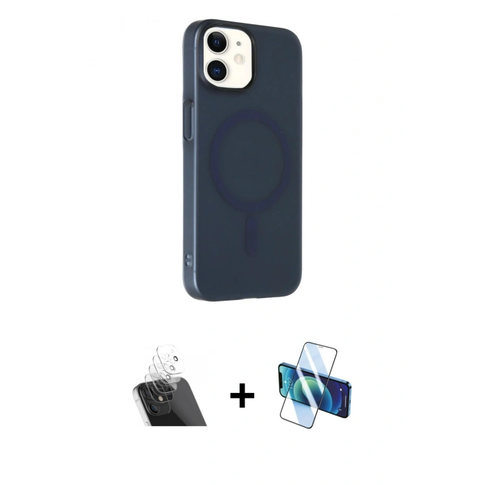 MARSİLYAN™- iPhone 11 Kılıf Çekirdek Modern Prime - Siyah 3D Antistatik Seramik Nano Ekran Koruyucu + Şeffaf Kamera Lens Koruma Cam